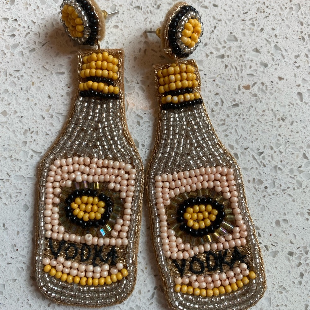 Beaded Vodka Bottle Earrings